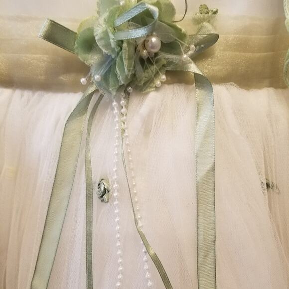 Y.K.I Ivory Tuille Dress & Matching Hat Short Sleeve Pullover Girl Sz M 9 Months - Picture 5 of 14